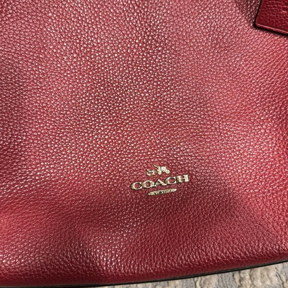 Coach Red Leather Satchel Tote with Removable Strap - Picture 3 of 14
